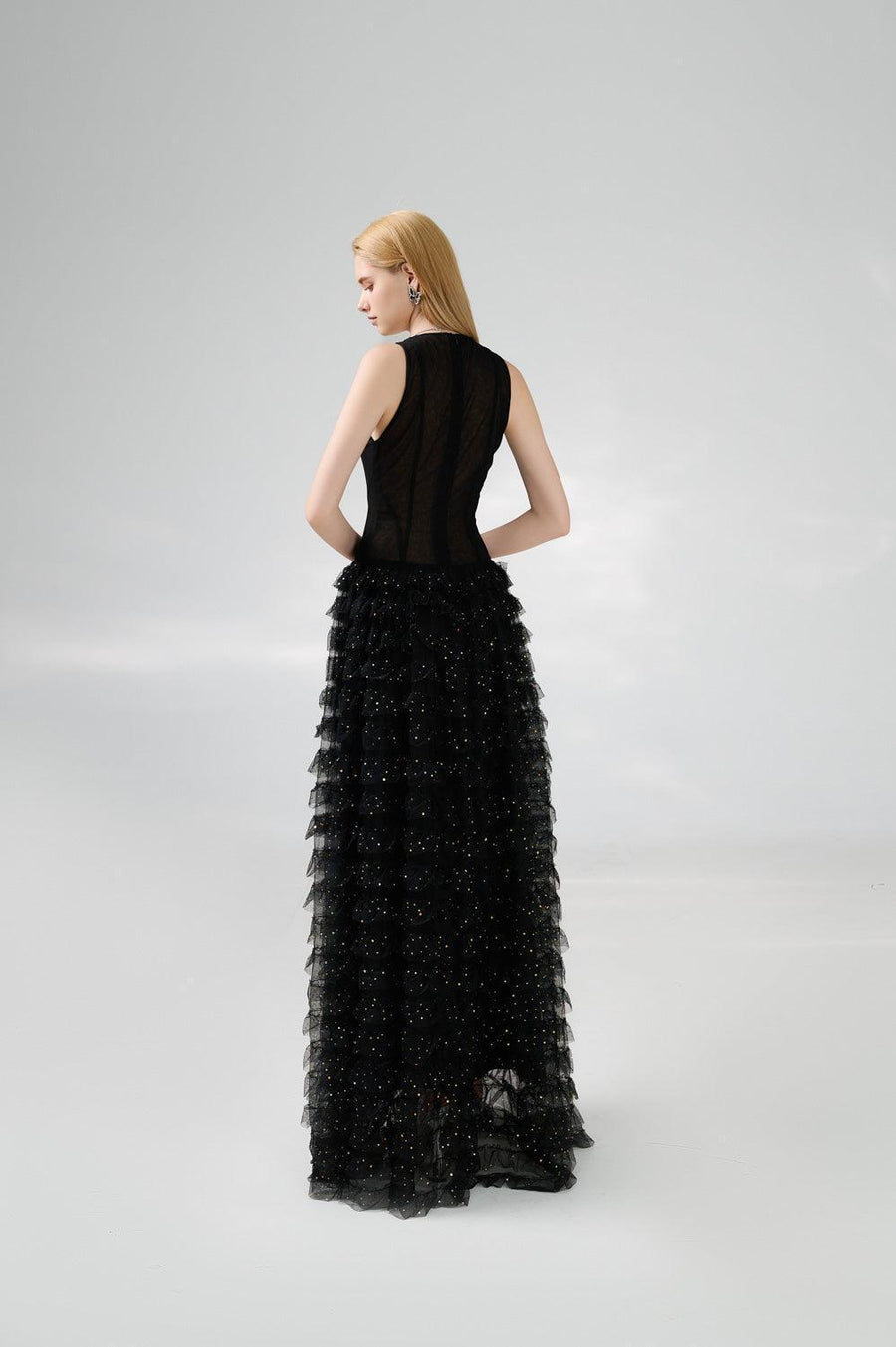 Maddox Layered Sleeveless Organza Floor Length Dress 4