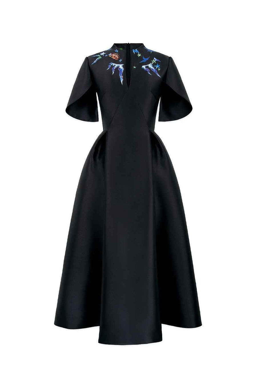 Madilyn A-line Slit Sleeved Zibeline Midi Dress
