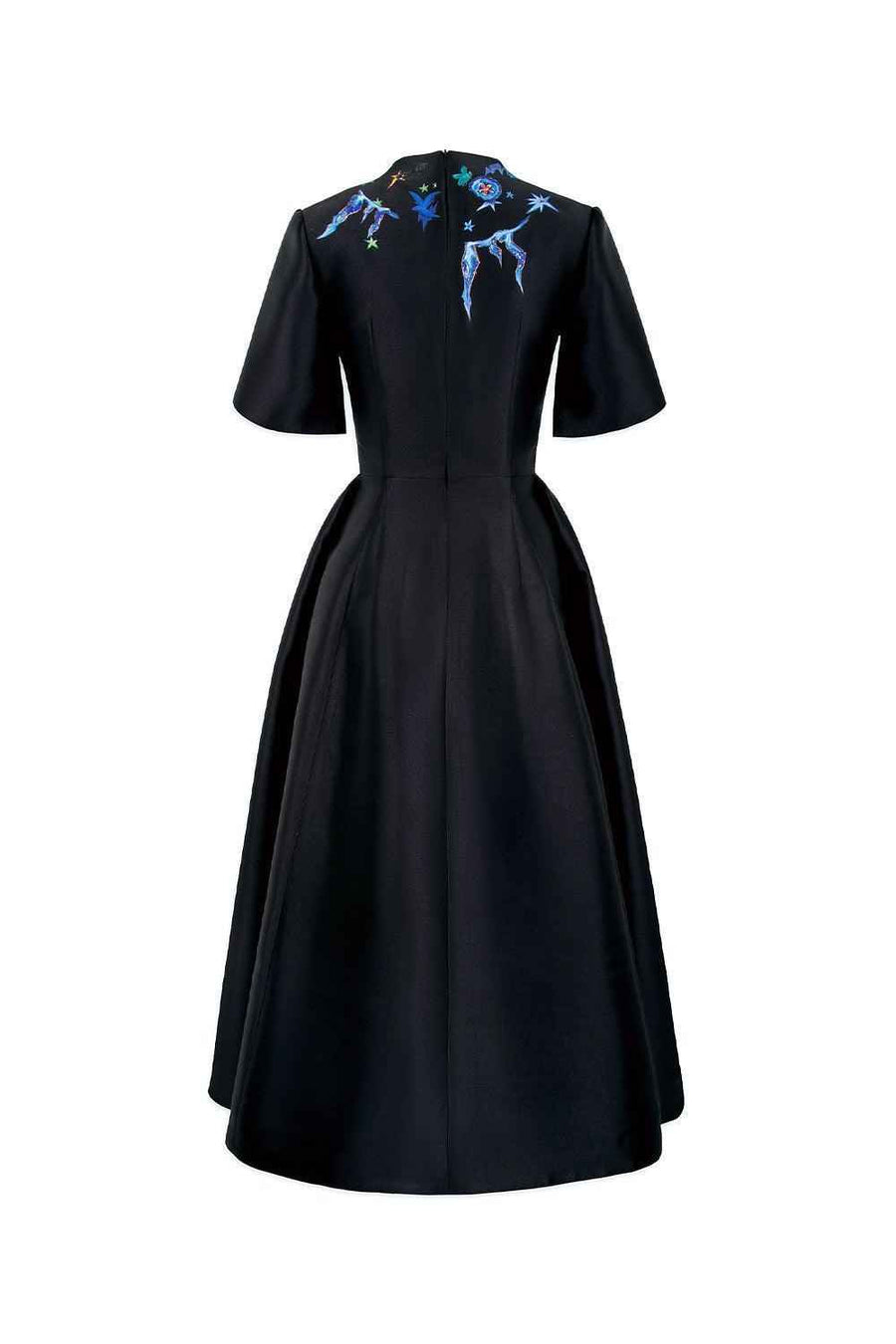 Madilyn A-line Slit Sleeved Zibeline Midi Dress