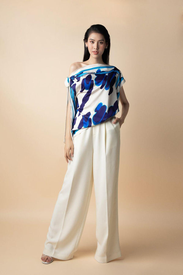 Magarita Asymmetric Twisted Latin Silk Top