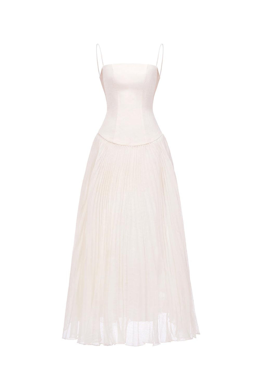Magic Drop Waist Pleated Linen Ankle Length Dress Maxi Dress FAIR LADY
