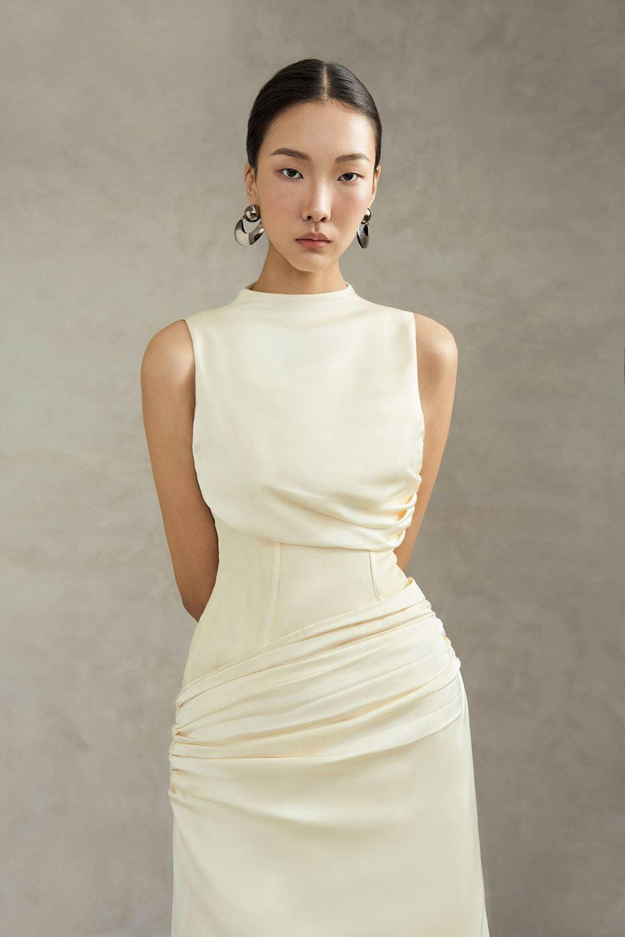 Maisie A-line Corset Waist Silk Ankle Length Dress Maxi Dress Eegen Studio