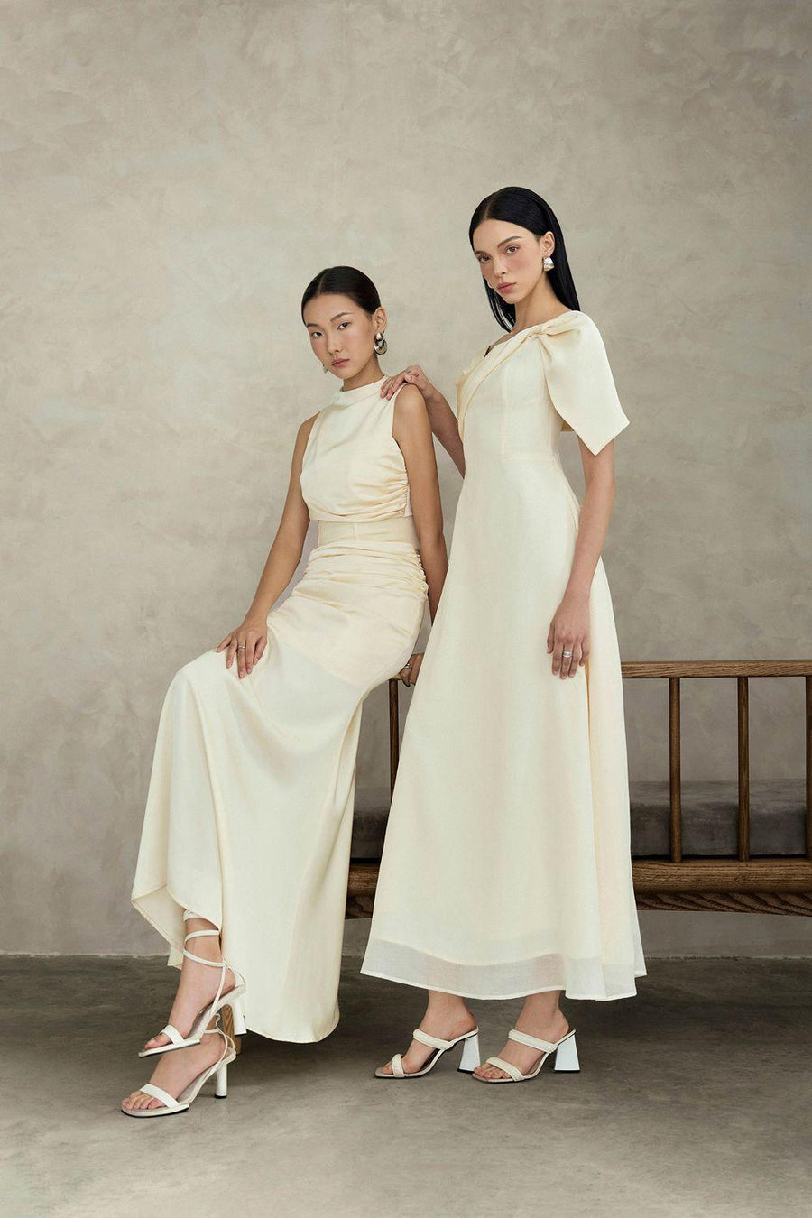 Maisie A-line Corset Waist Silk Ankle Length Dress Maxi Dress Eegen Studio