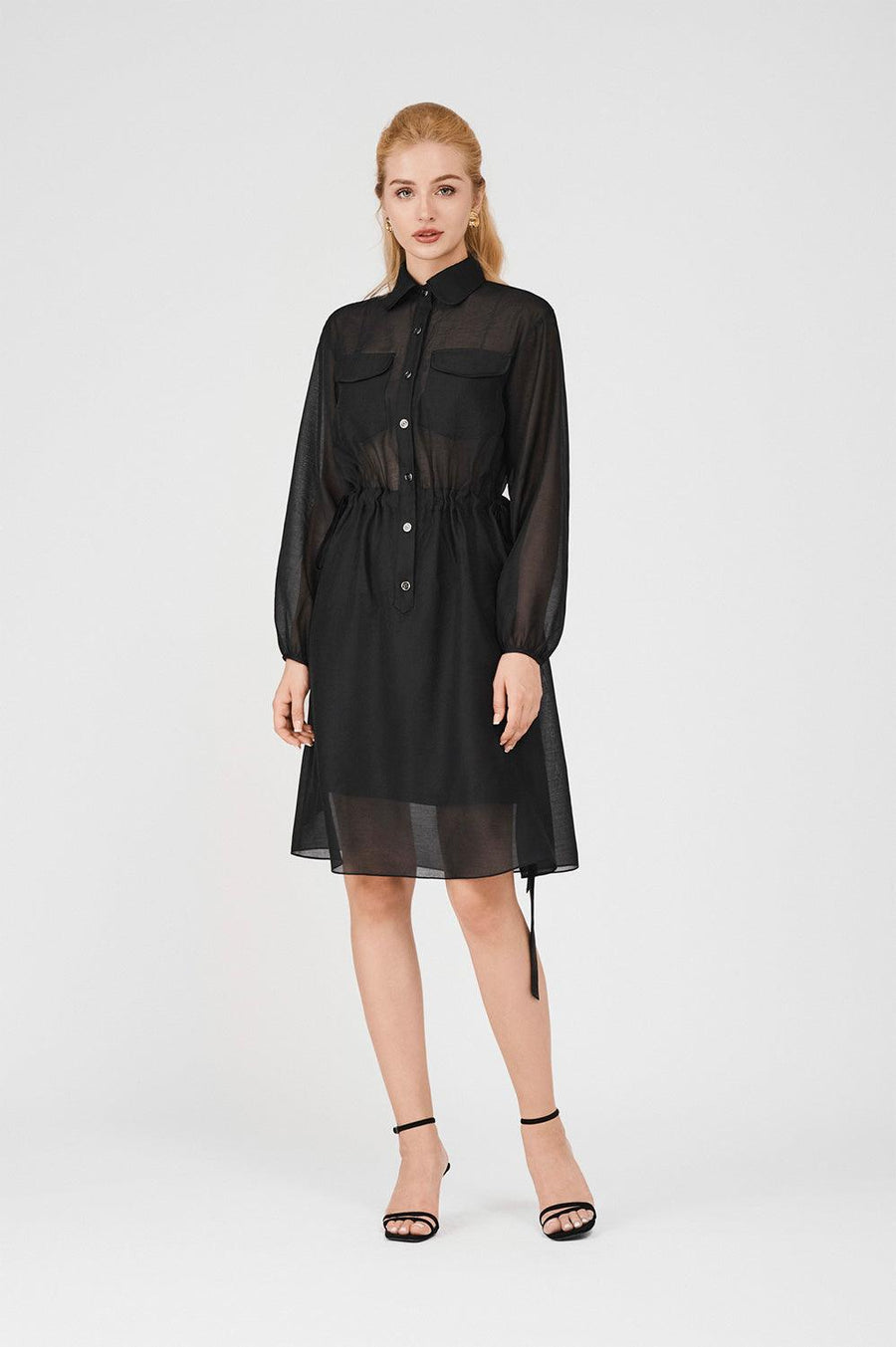 Maisie A-line See-Through Organza Midi Dress 5