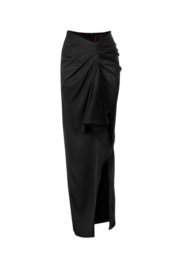 Maisie Slit Gathered Silk Ankle Length Skirt