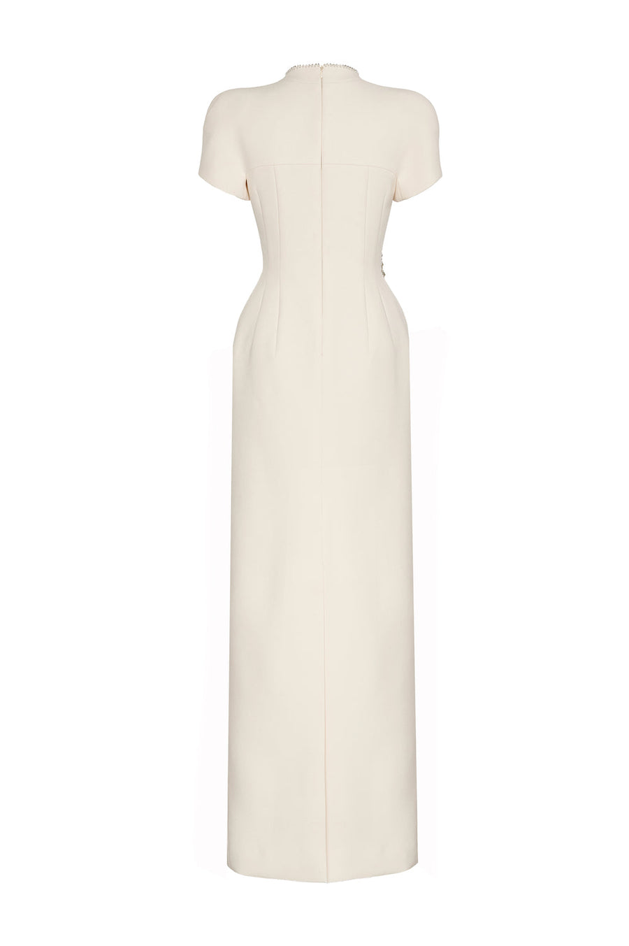 Eirlys Sheath Puffy Sleeved Crepe Floor Length Dress 4