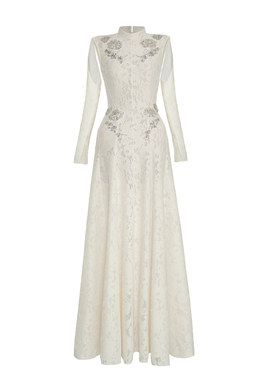 Celestine A-line Cold Shoulder Sleeved Lace Floor Length Dress 5