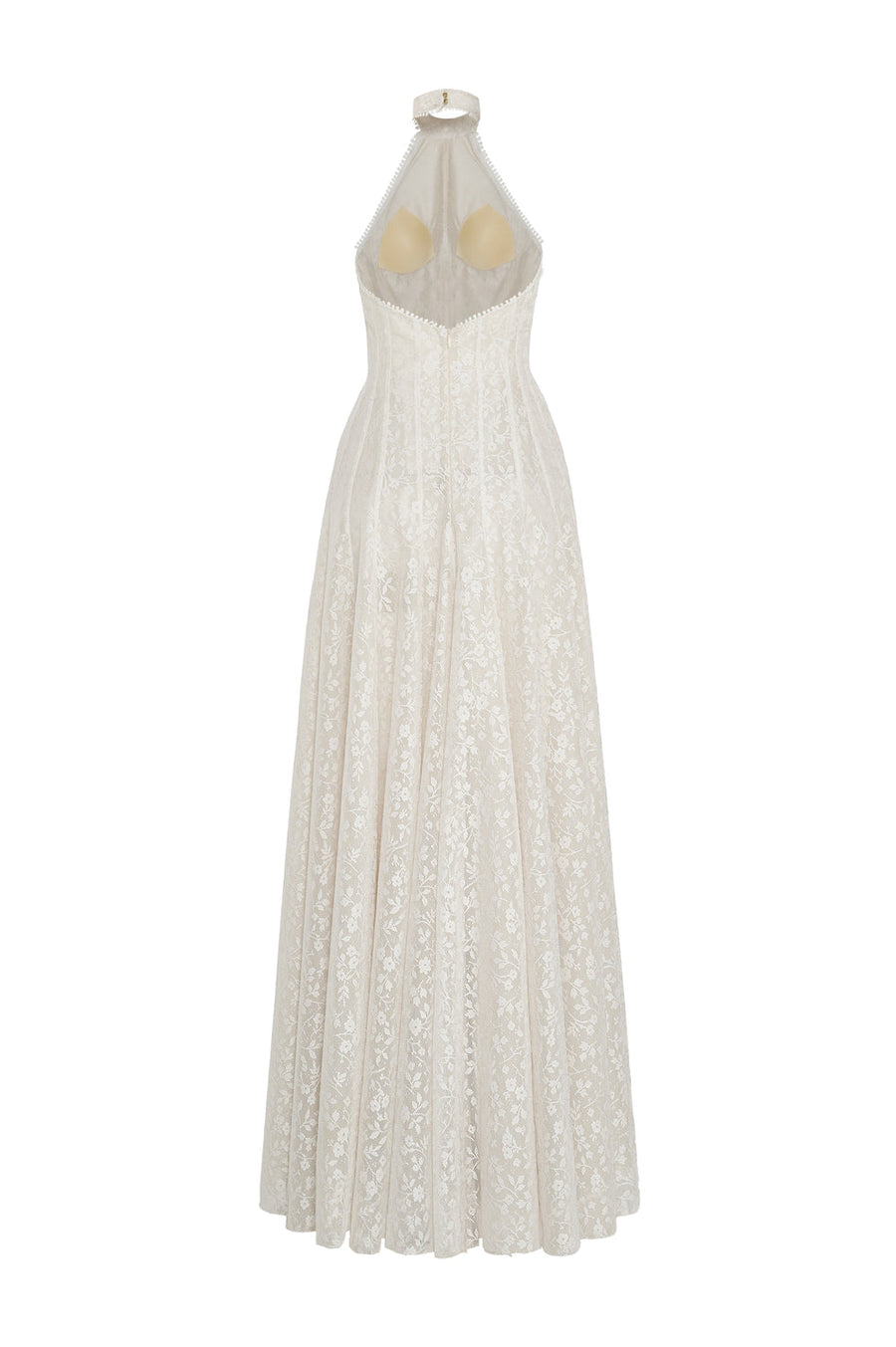 Aurelia A-line Halter Neck Lace Floor Length Dress 4