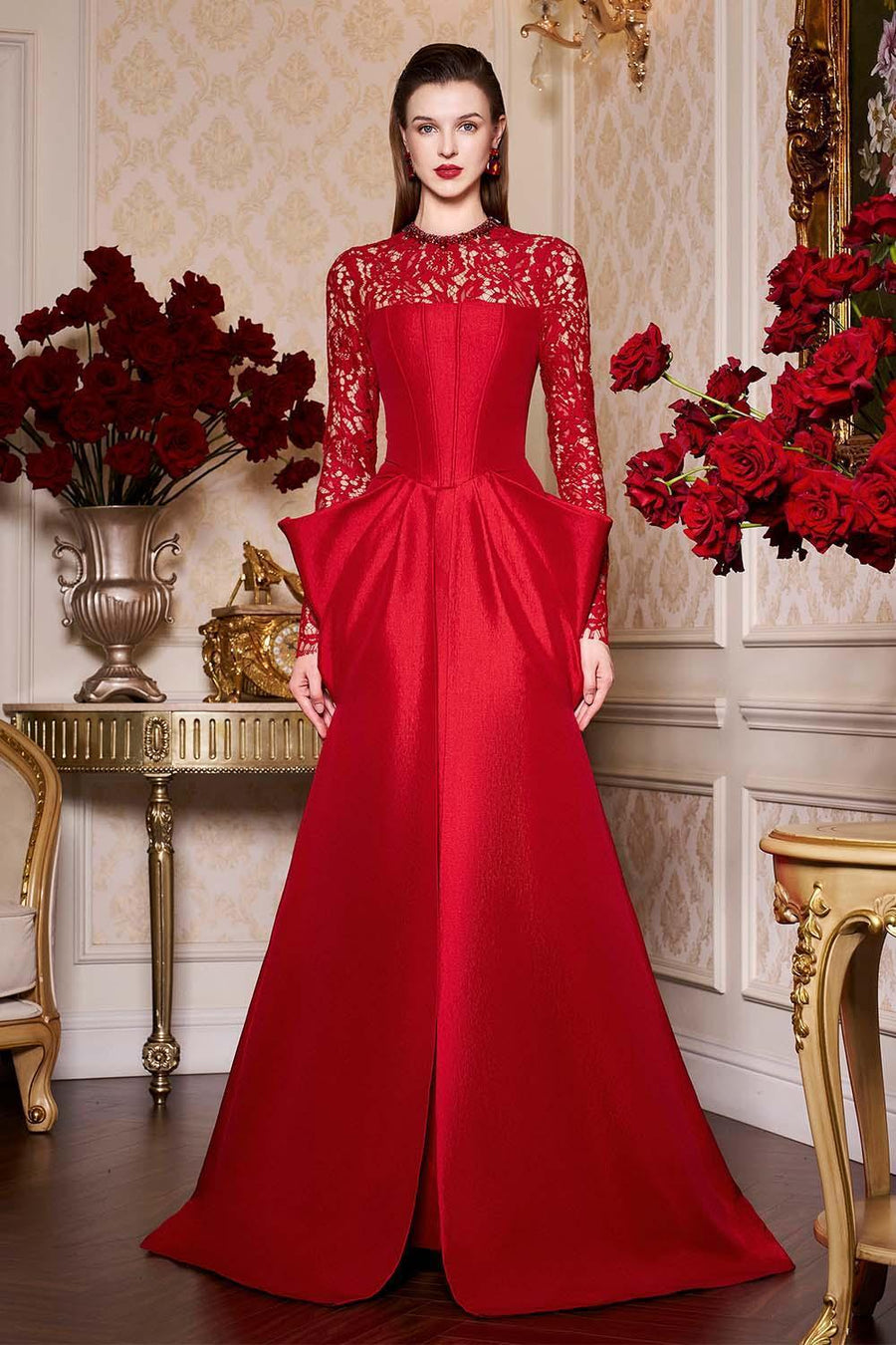 Malayah A-line Draped Taffeta Extra Long Length Dress Gown Dress I.H.F Atelier