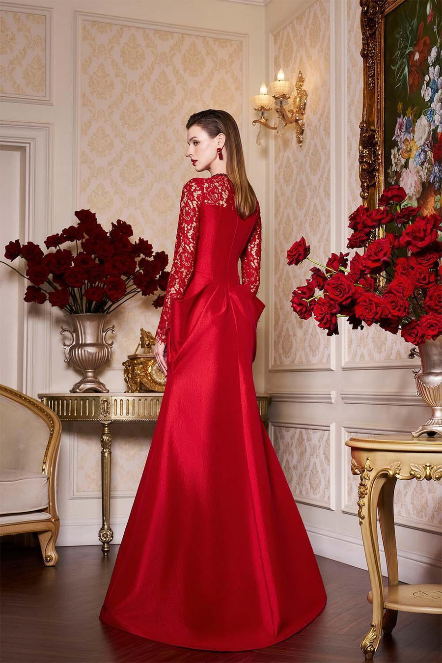 Malayah A-line Draped Taffeta Extra Long Length Dress Gown Dress I.H.F Atelier
