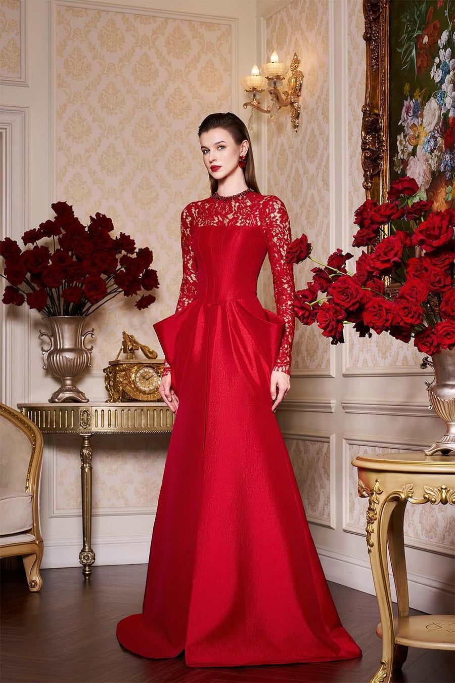 Malayah A-line Draped Taffeta Extra Long Length Dress Gown Dress I.H.F Atelier