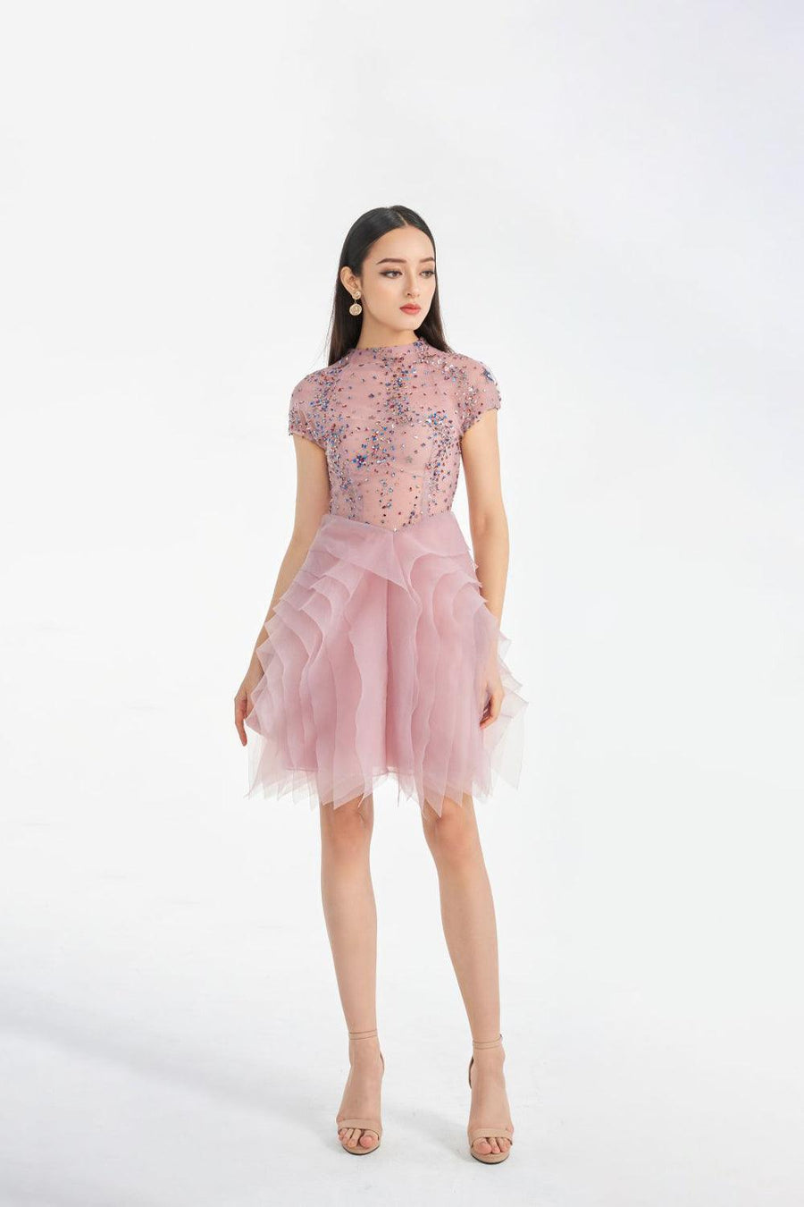 Margaret Layered Sequin Organza Mini Dress 1