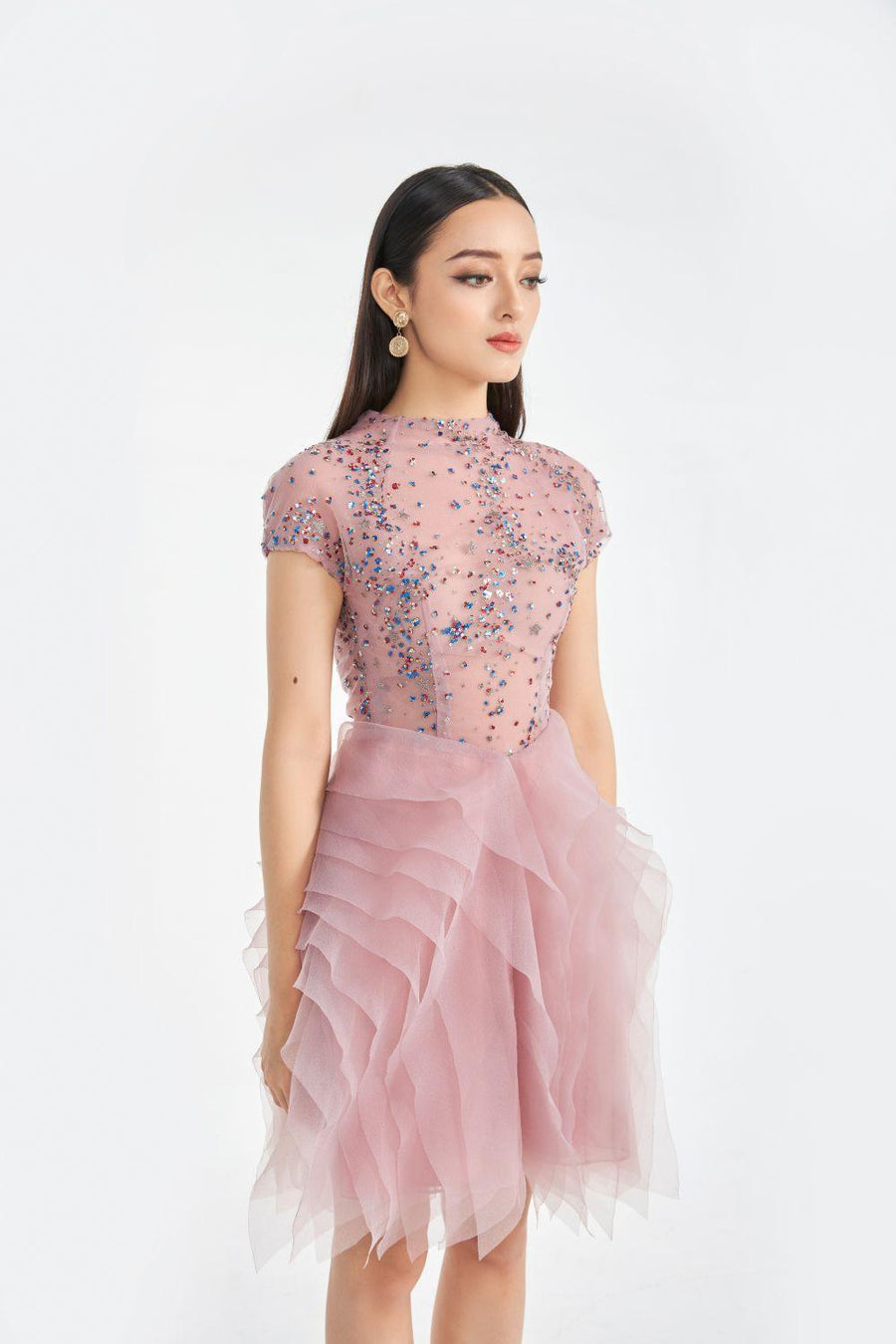Margaret Layered Sequin Organza Mini Dress 3