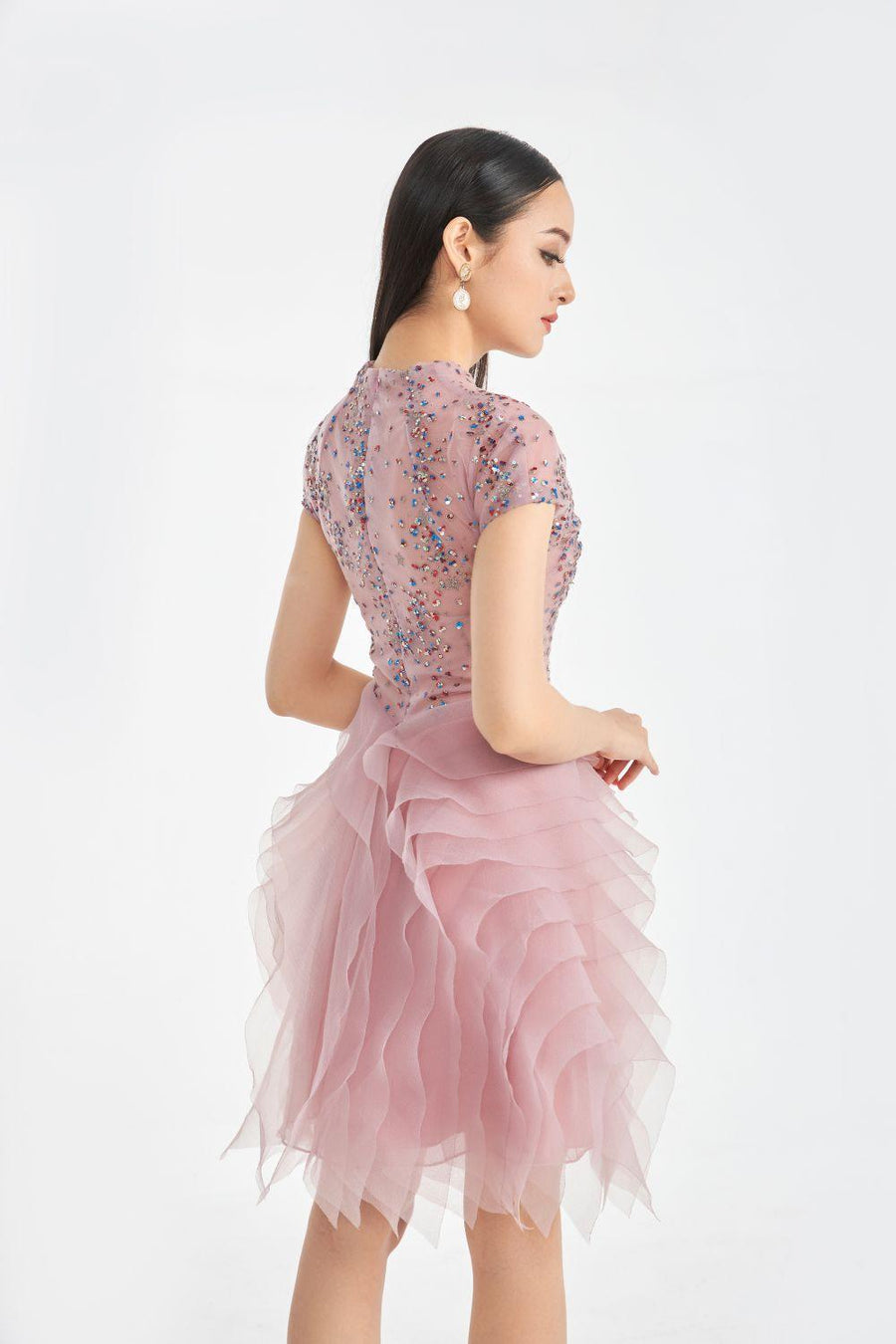Margaret Layered Sequin Organza Mini Dress 4
