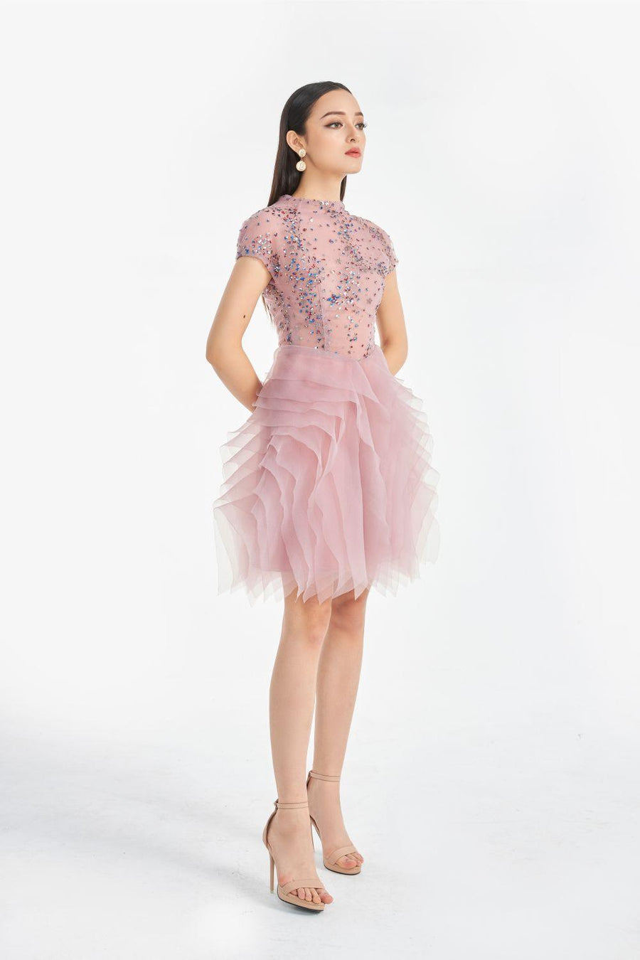 Margaret Layered Sequin Organza Mini Dress 5