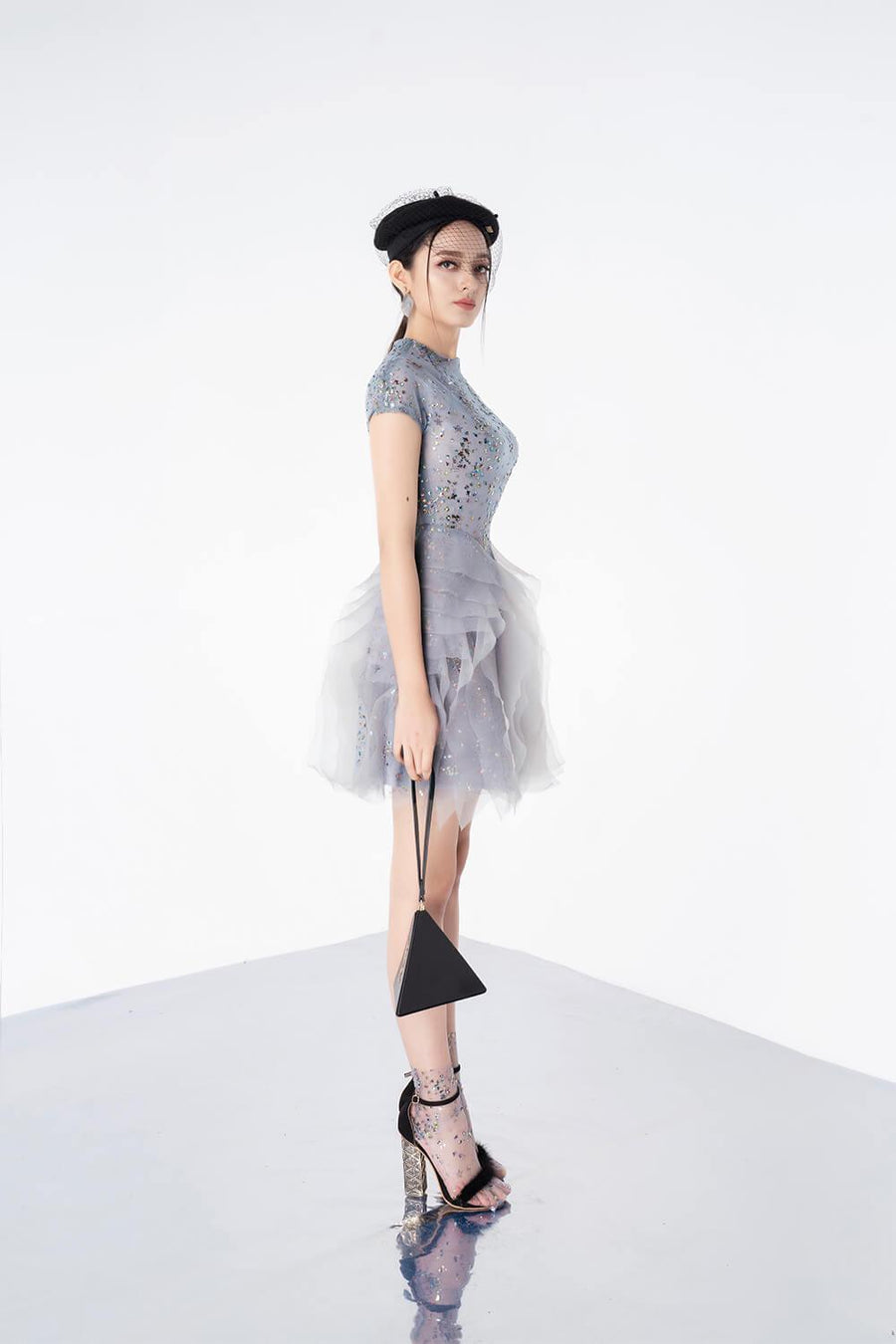 Margaret Layered Sequin Organza Mini Dress 8
