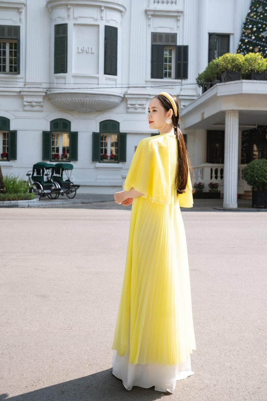 Margaret Tunic Pleated Organza Long Length Ao Dai Set 2