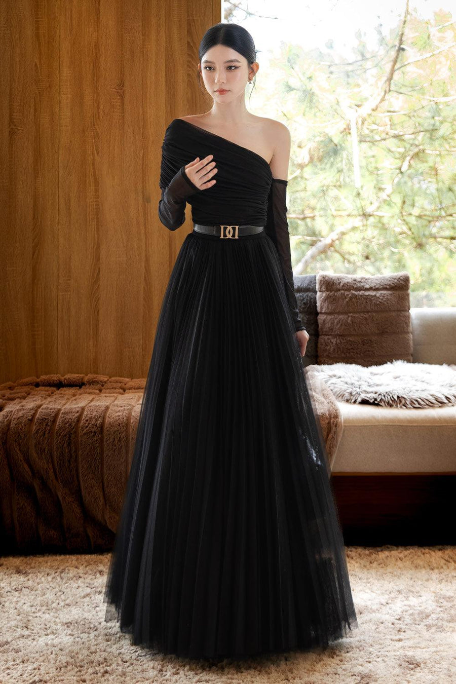 Margot Flared Pleated Mesh Silk Maxi Skirt Skirt Darling Diva