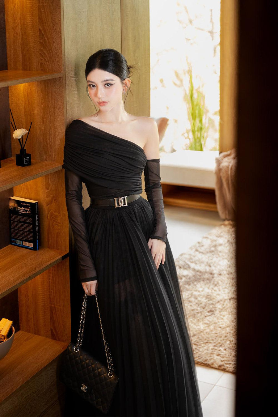 Margot Flared Pleated Mesh Silk Maxi Skirt Skirt Darling Diva