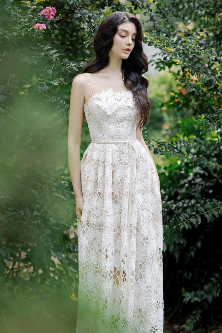 Maria A-line Sleeveless Lace Midi Dress 13