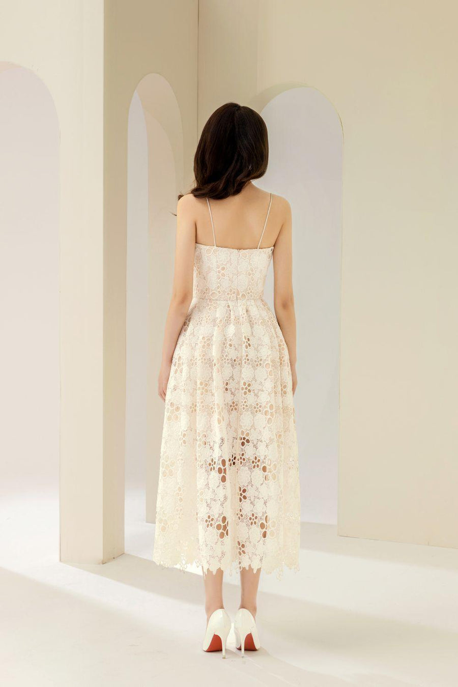 Maria A-line Sleeveless Lace Midi Dress 5