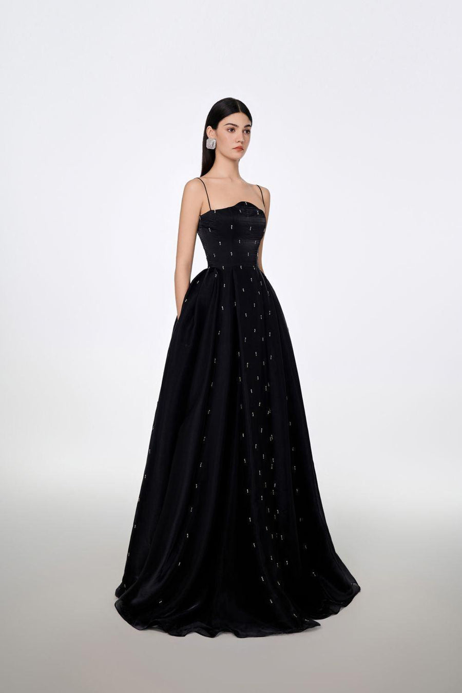 Maria Ball Gown Spaghetti Strap Voile Floor Length Dress 10