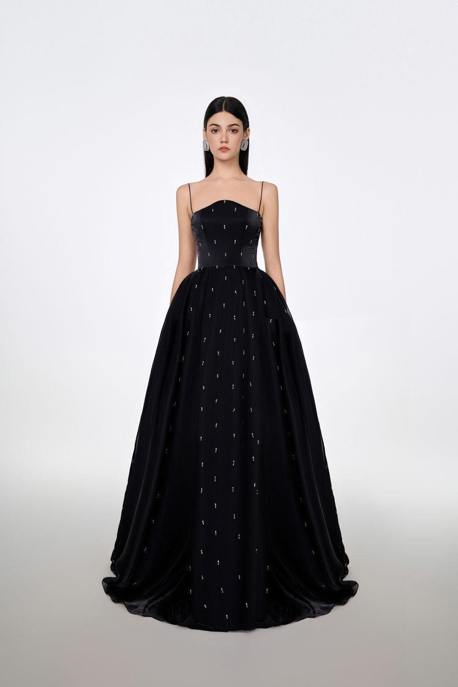 Maria Ball Gown Spaghetti Strap Voile Floor Length Dress 7