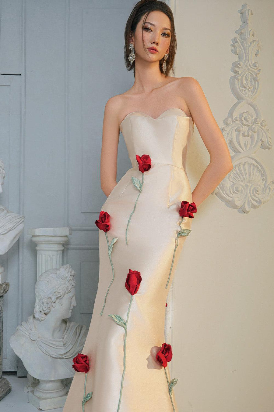 Maria Rose Mermaid Semi-Heart Neck Taffeta Floor Length Dress 2
