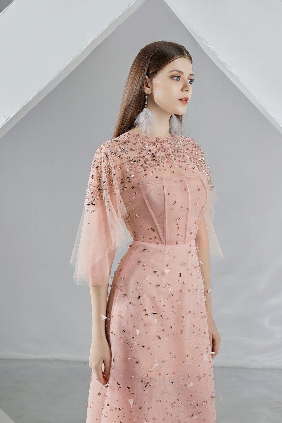 Mariam A-line Flare Sleeved Organza Midi Dress 3