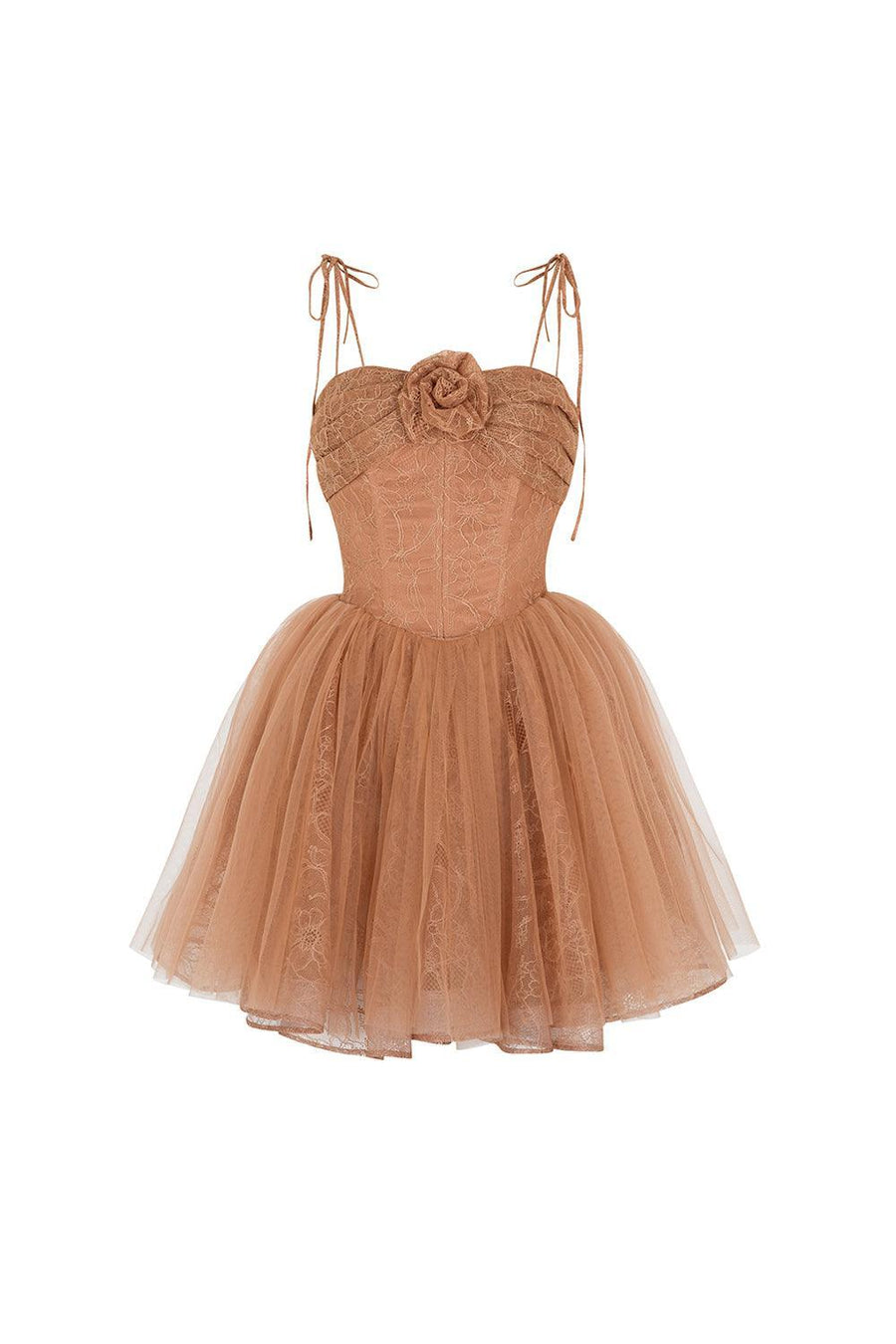 Marigold A-line Bow Tie Mesh Lace Mini Dress Mini Dress Sissy Nation