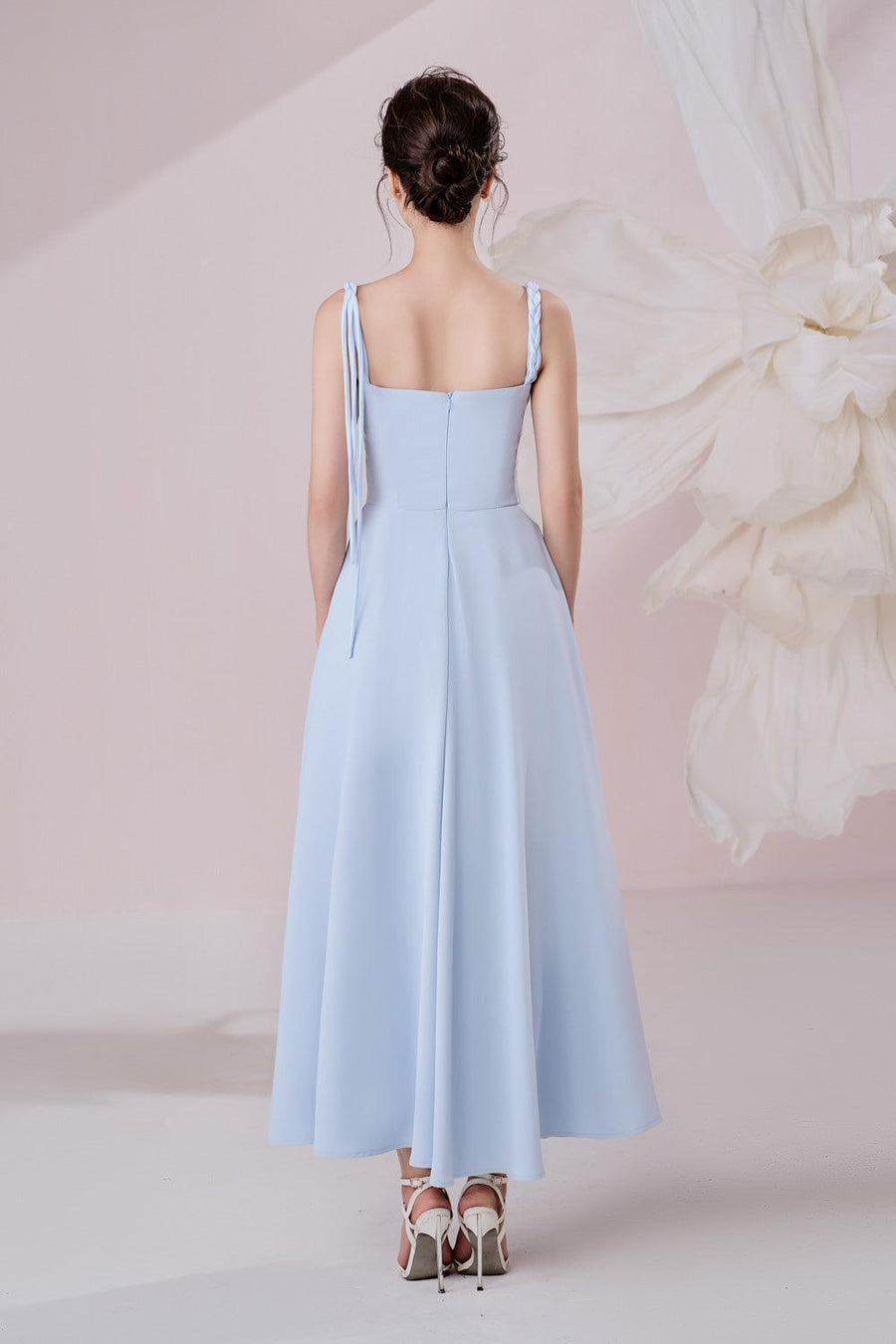 Marin A-line Braided Twill Ankle Length Dress Midi Dress Larmes