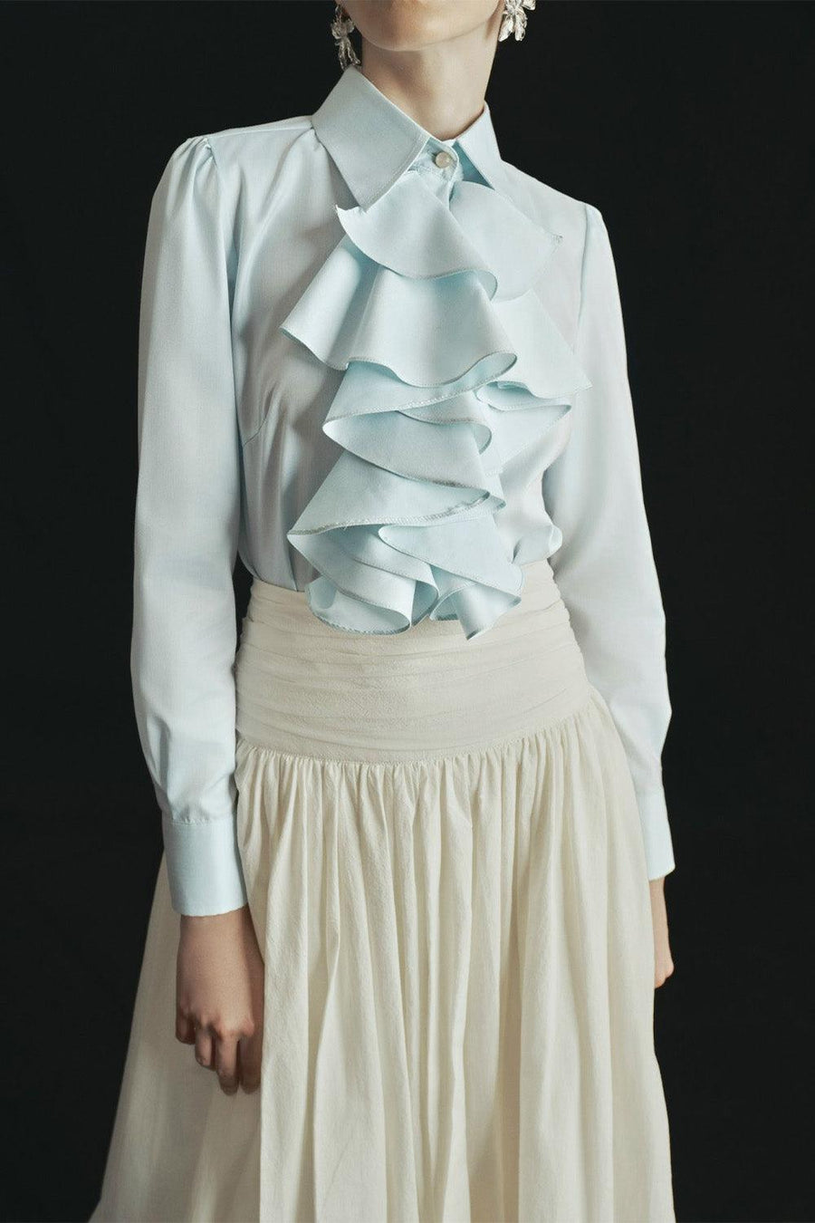 Marina Bubble Gathered Organic Cotton Midi Skirt 3