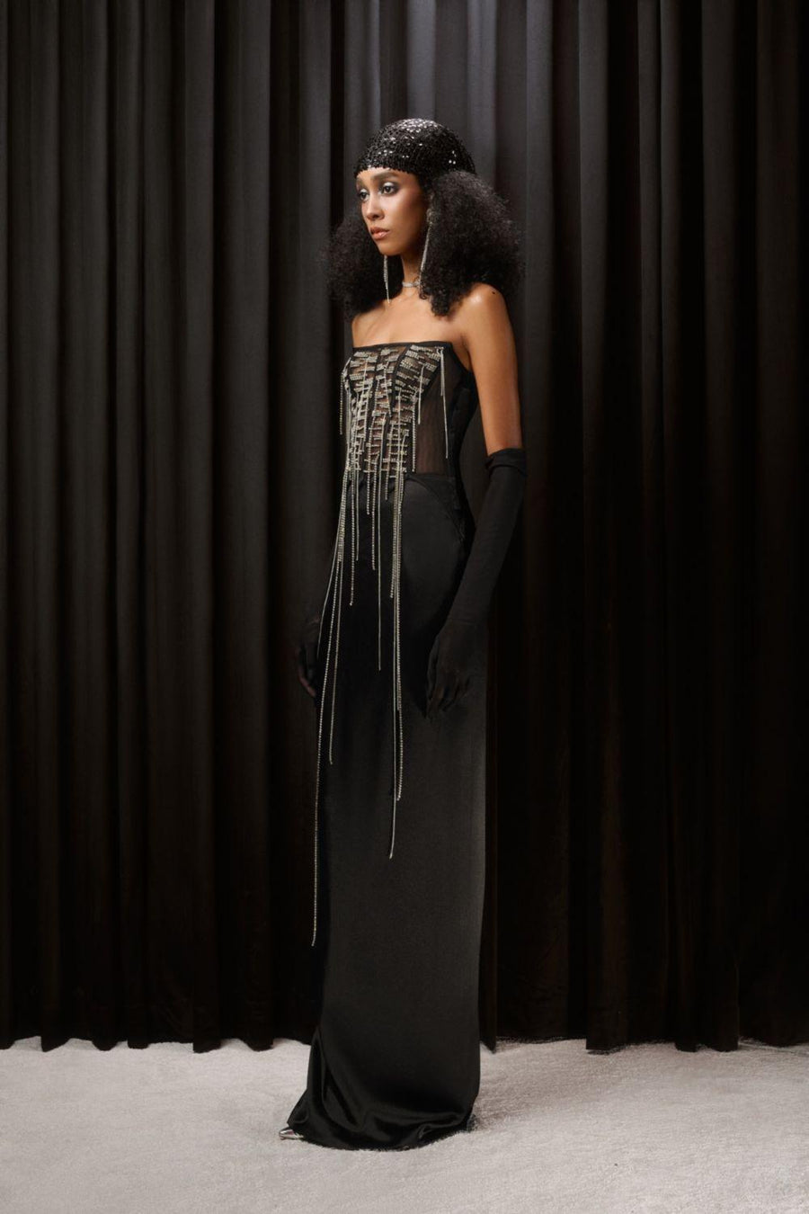 Marlowe Straight Back Slit Silk Floor Length Skirt Black Skirt LASSY