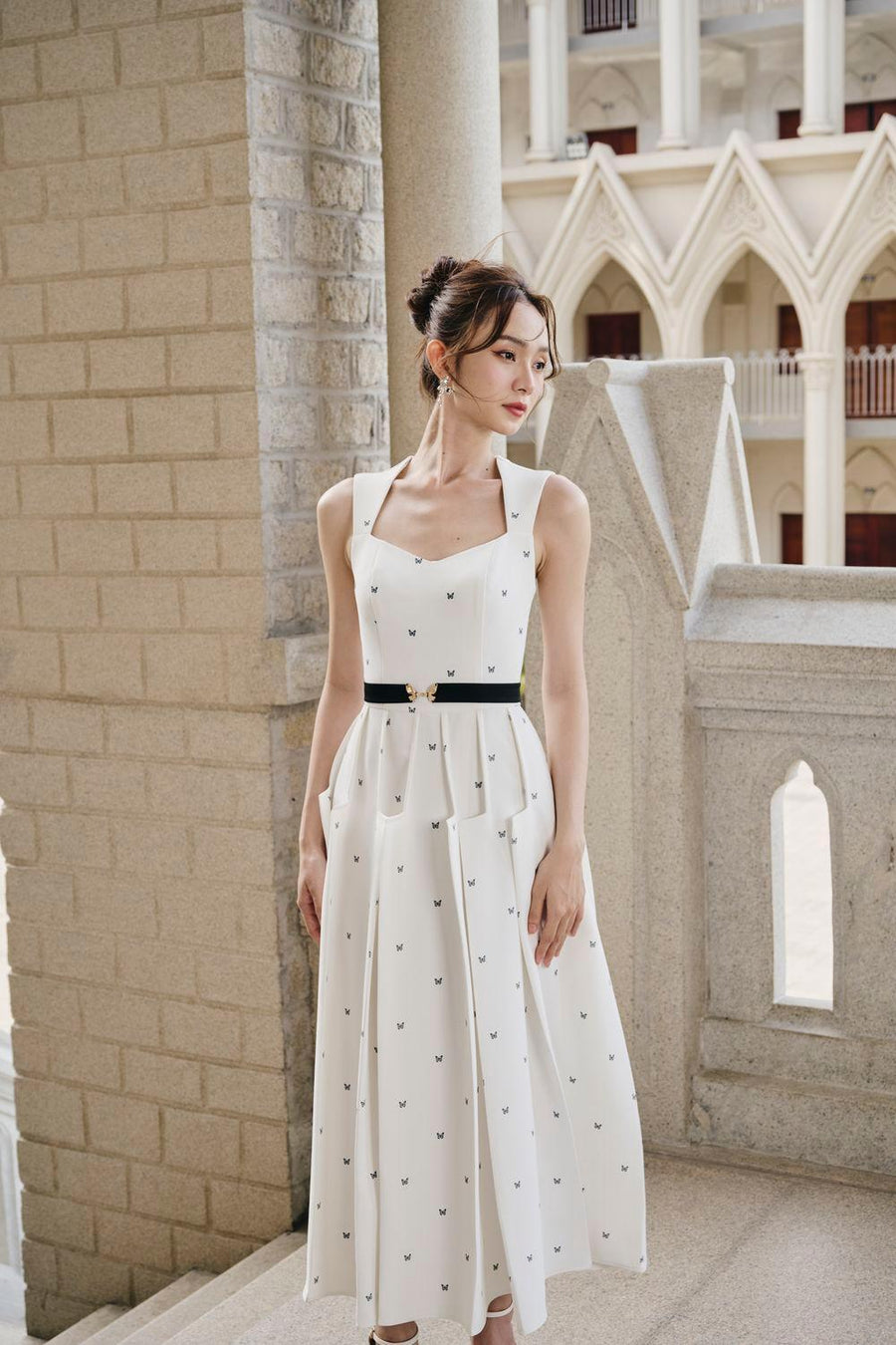 Marta A-line Sleeveless Twill Midi Dress Midi Dress Larmes