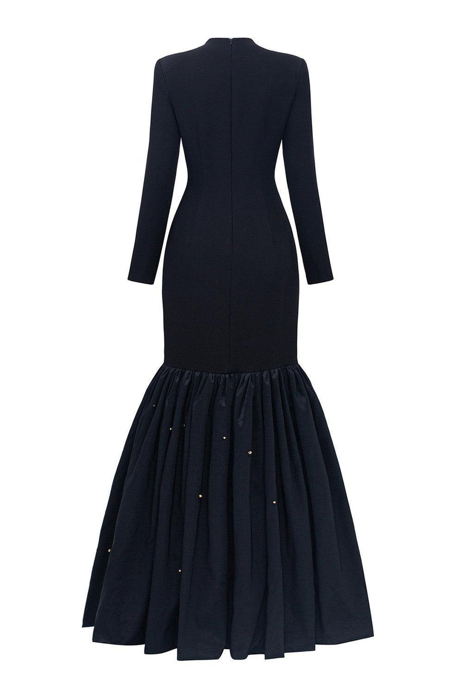 Martha Drop Waist Flared Scuba Floor Length Dress Gown Dress I.H.F Atelier