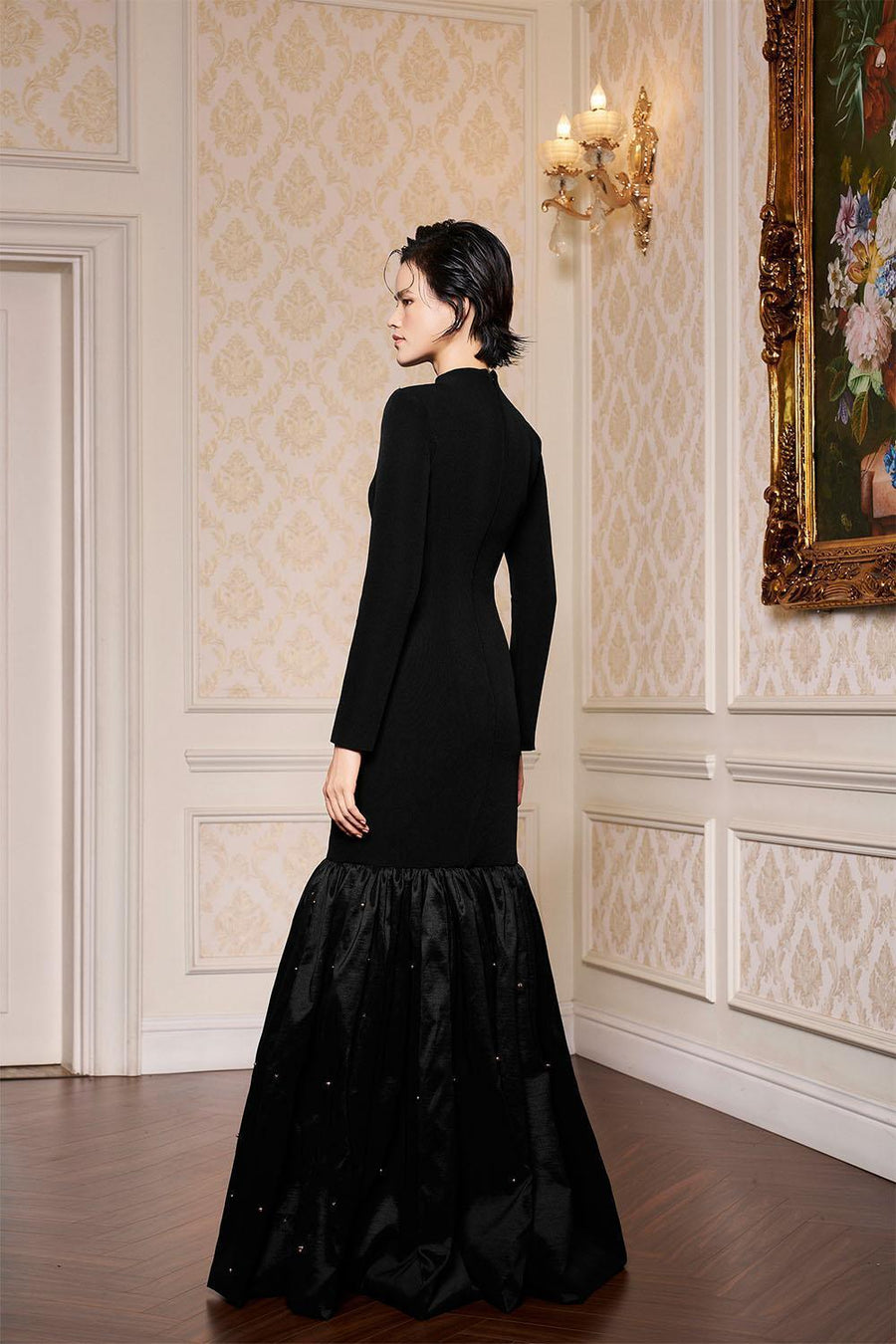 Martha Drop Waist Flared Scuba Floor Length Dress Gown Dress I.H.F Atelier