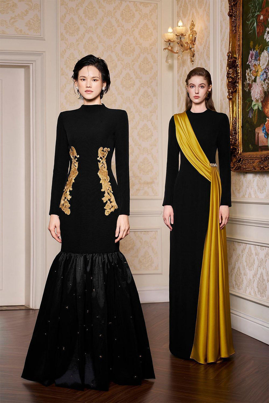 Martha Drop Waist Flared Scuba Floor Length Dress Gown Dress I.H.F Atelier