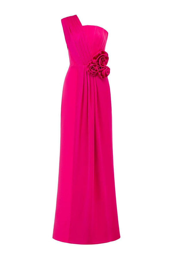 Matthias Sheath One Shoulder Silk Crepe Floor Length Dress