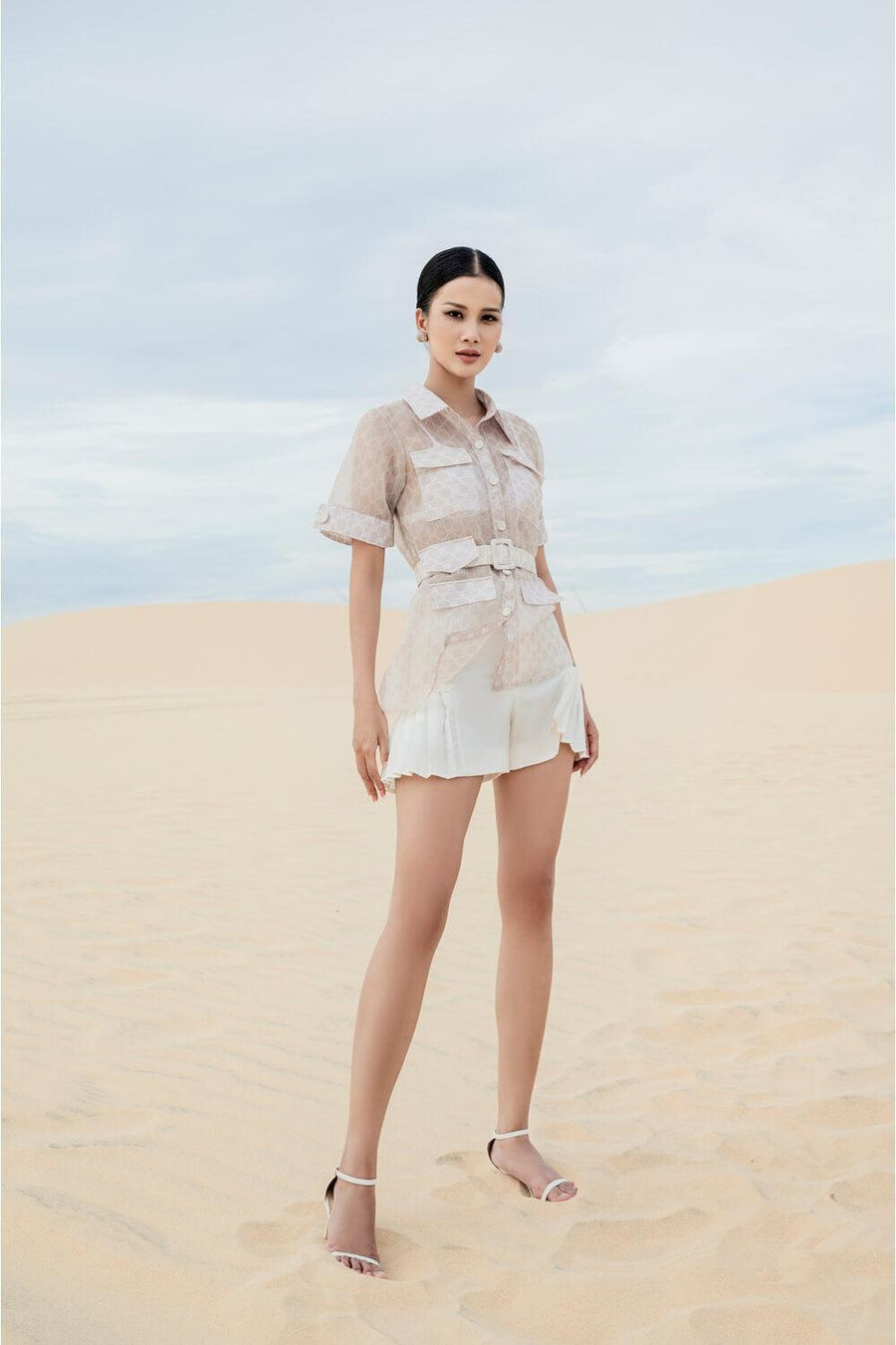 Mehri Side Pleated Shorts Shorts Larmes