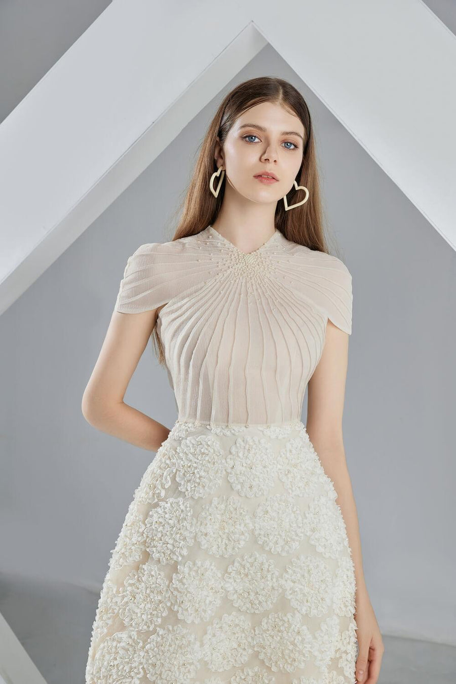 Melina A-line Short Sleeved Organza Mini Dress 2