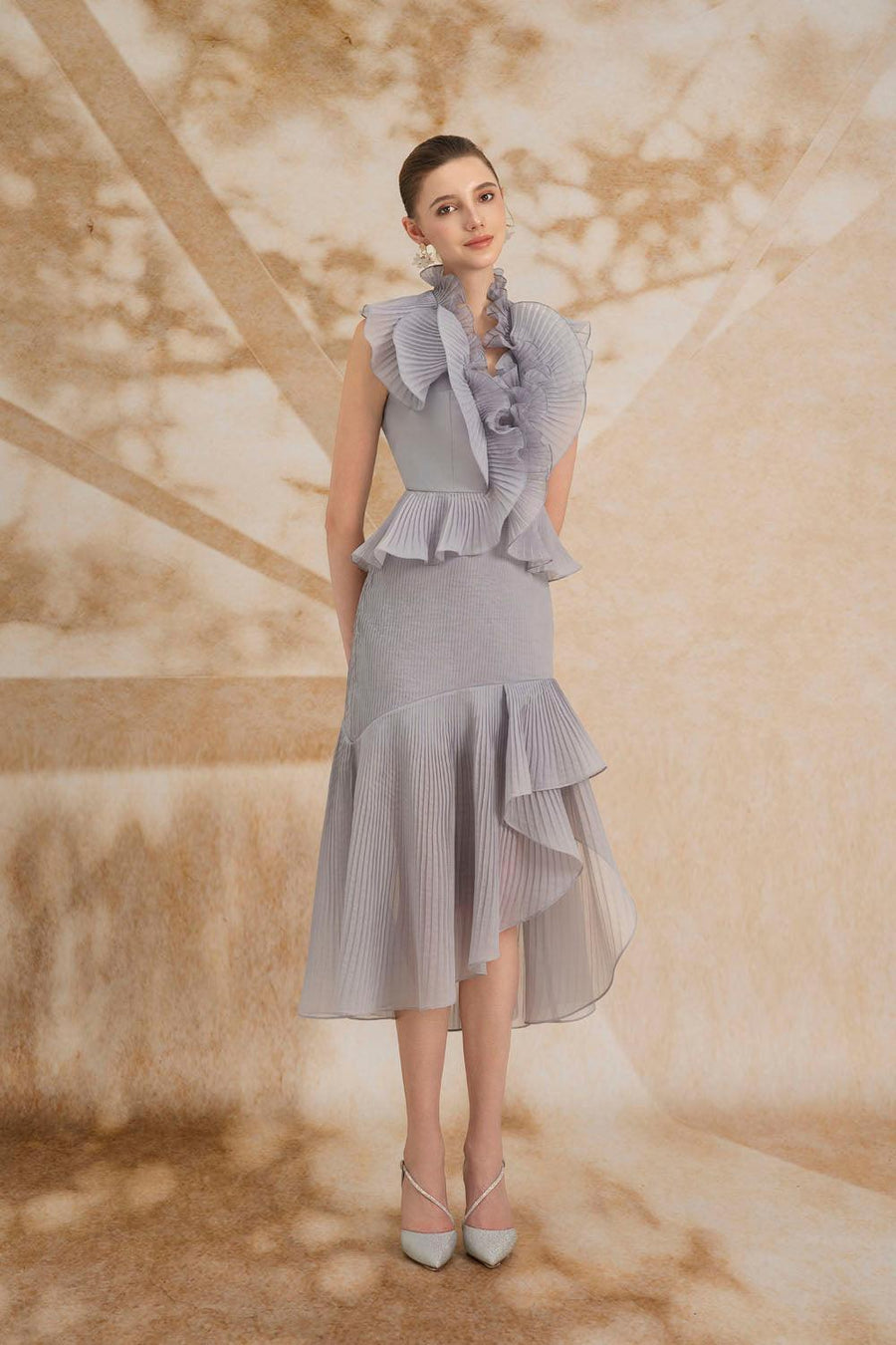Melina Asymmetric Ruffled Organza Midi Set 4