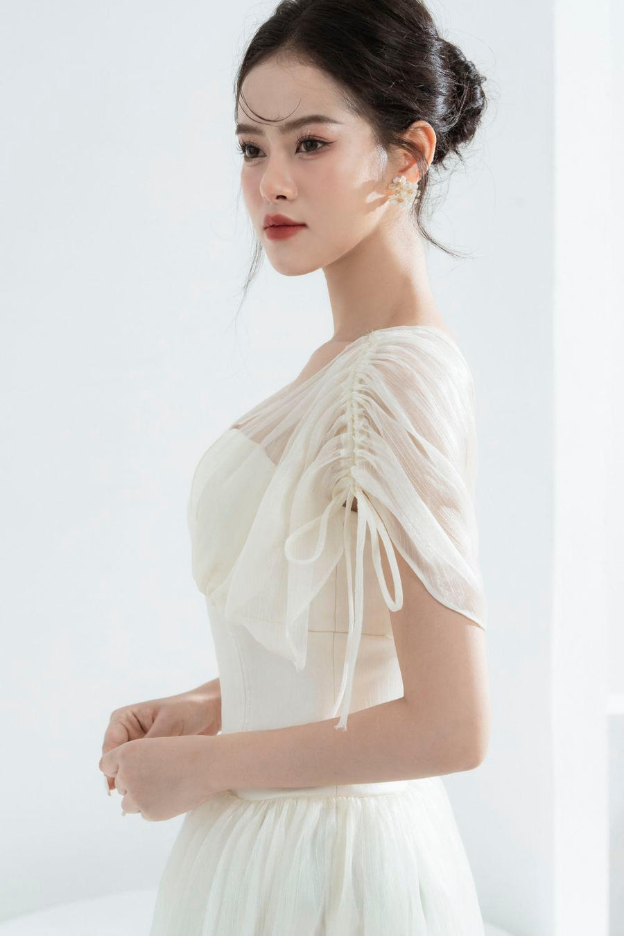 Melya A-line Corset Waist Chiffon Midi Dress Midi Dress Cordia