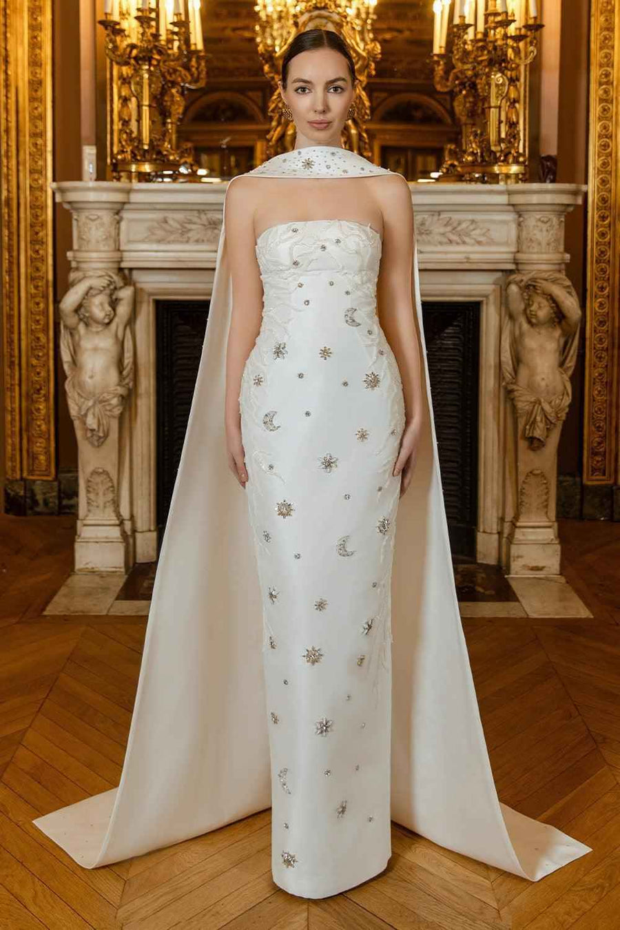 Memorial Sheath Back Slit Taffeta Floor Length Set