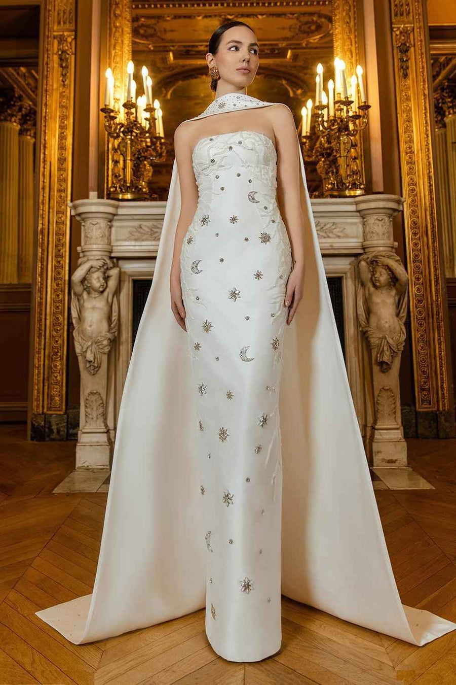 Memorial Sheath Back Slit Taffeta Floor Length Set
