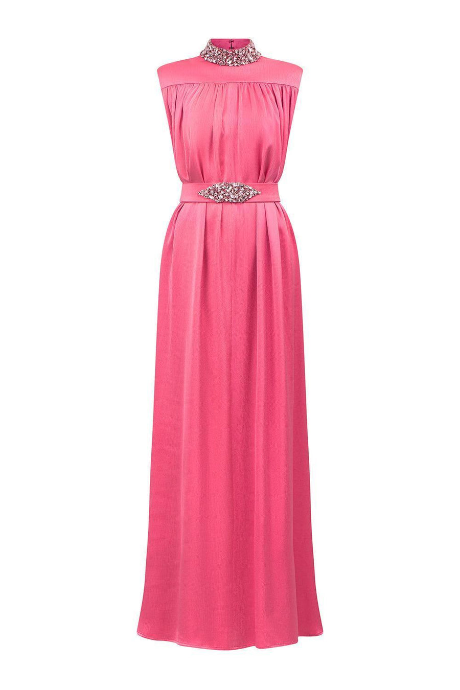 Mendoza Pleated High Neck Poly Silk Floor Length Dress Gown Dress I.H.F Atelier