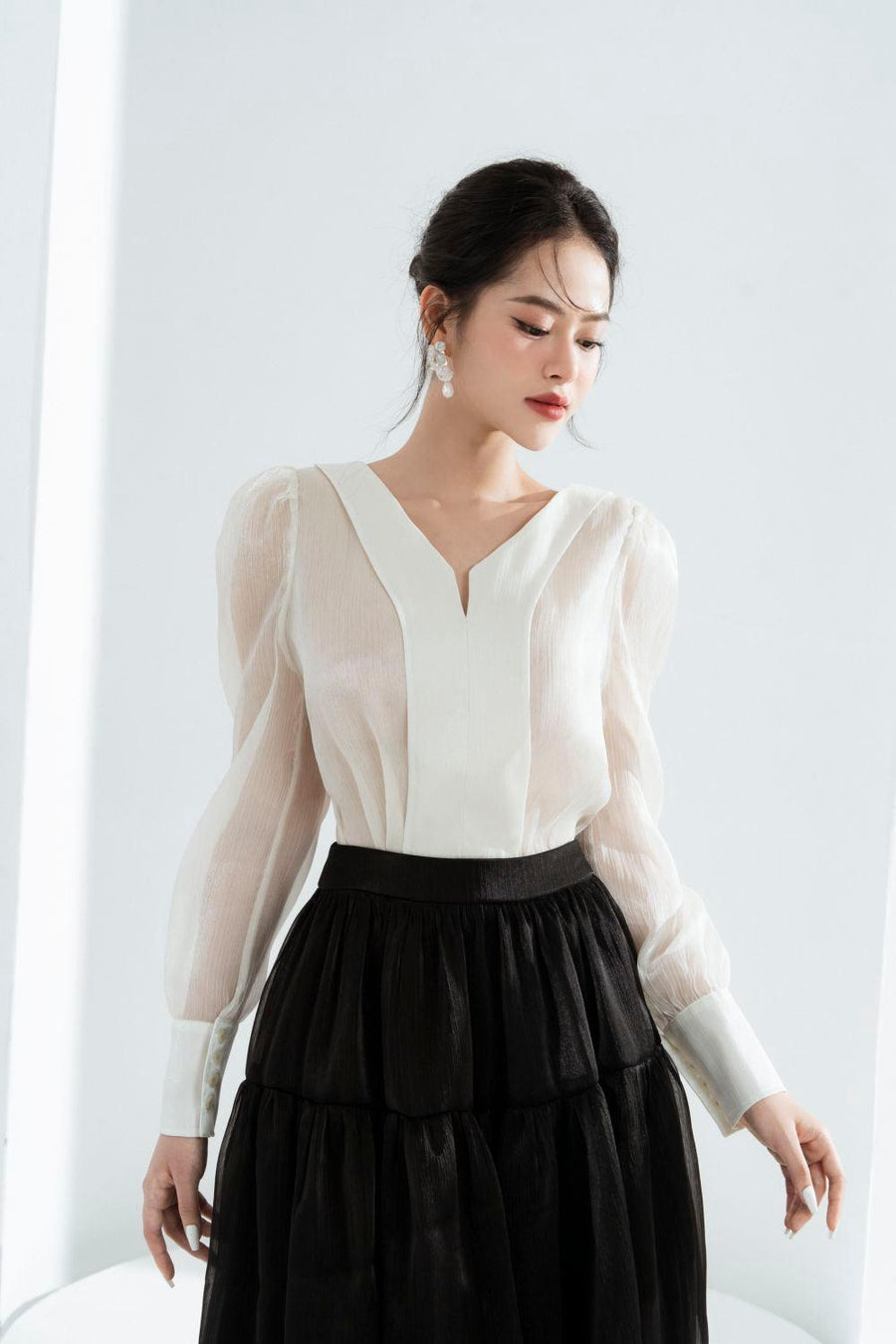 Mia Straight Long Sleeved Chiffon Shirt Shirt Cordia