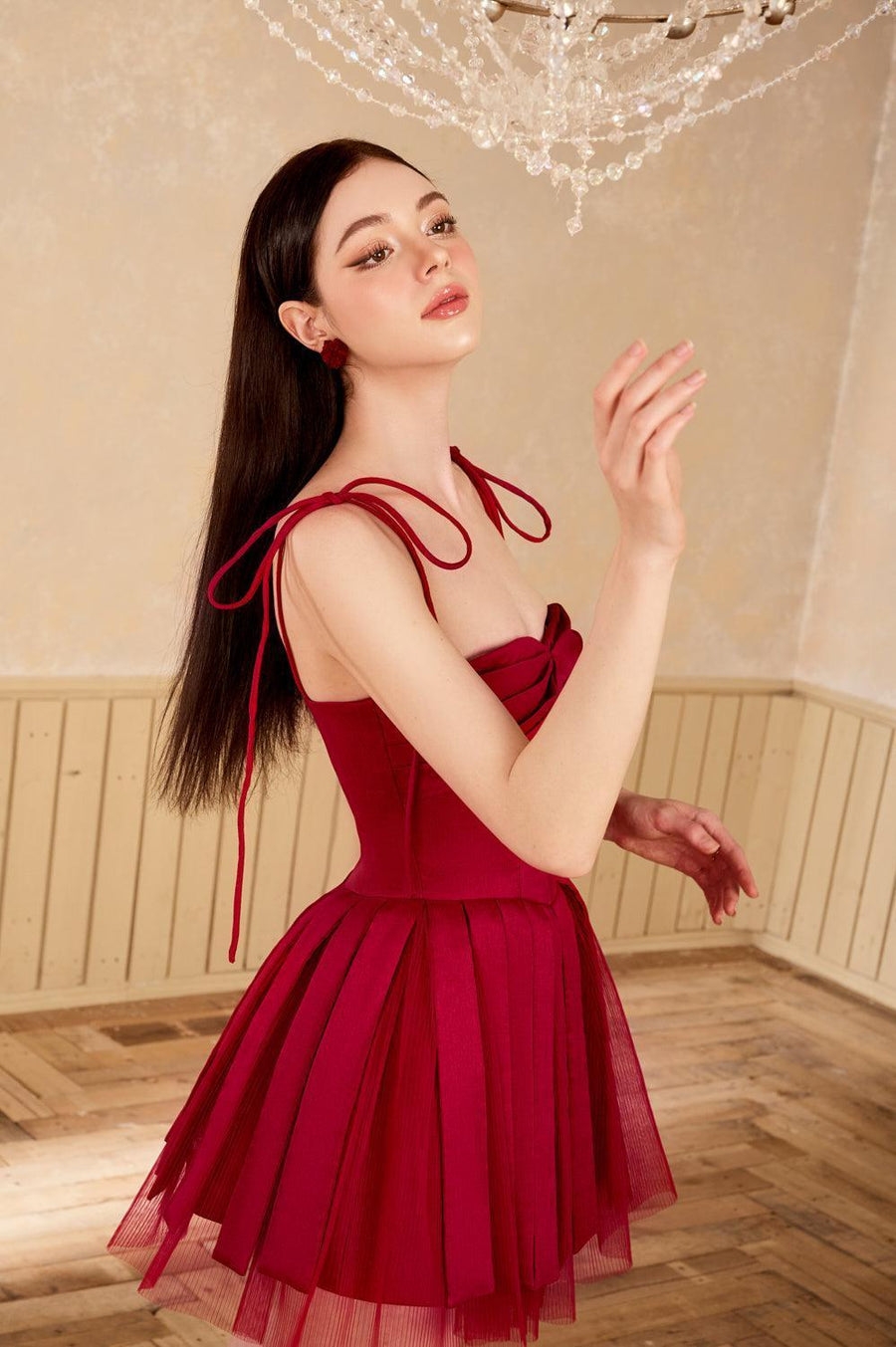 Midnight Kiss Fit and Flare Pleated Mesh Taffeta Mini Dress Mini Dress Sissy Nation