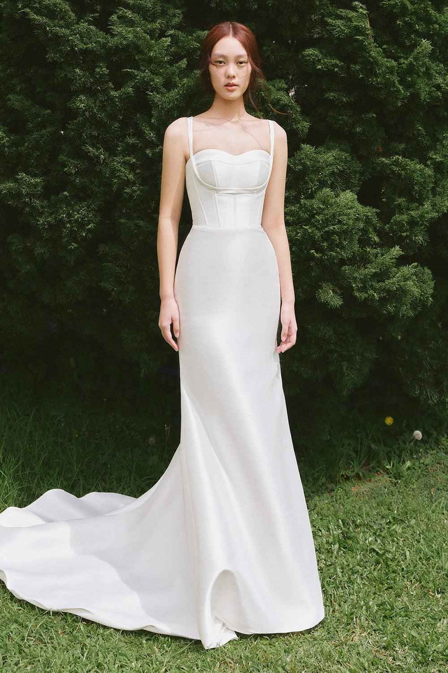 Mikado Ball Gown Semi-Heart Neck Silk Floor Length Dress