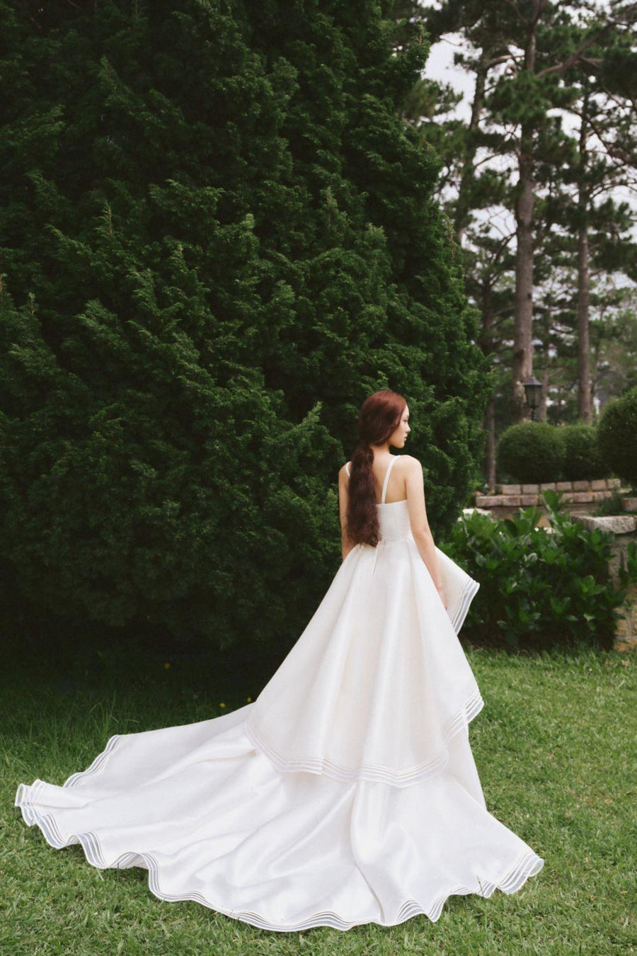 Mikado Ball Gown Semi-Heart Neck Silk Floor Length Dress 7