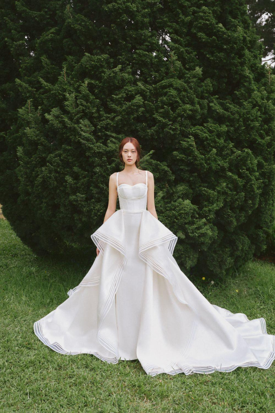 Mikado Ball Gown Semi-Heart Neck Silk Floor Length Dress 8